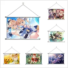 

Genshin Impact Klee Qiqi Barbara Alloy Fabric Wall Poster Scroll