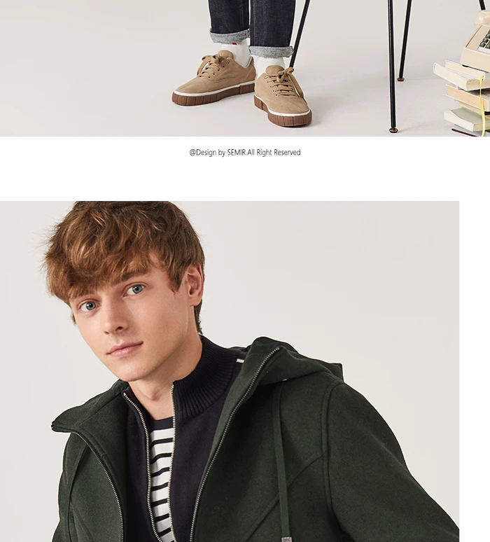 SEMIR Мужское пальто новая зимняя Корейская черная Повседневная куртка с капюшоном Длинная молодежная ветровка трендовая Деловая одежда