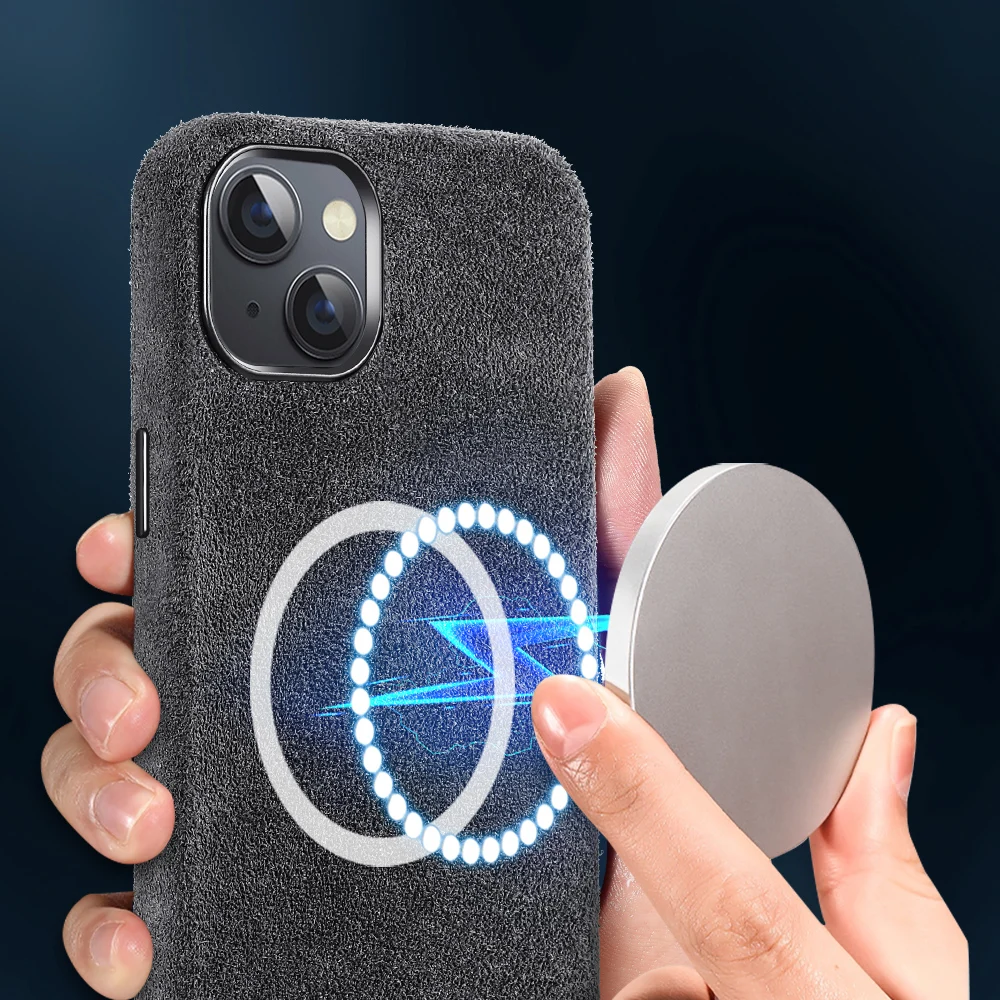 Genuine Cow Suede Leather Phone Case for iPhone 13 Pro Max 13Pro Max 13