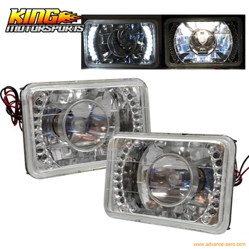 

Fit For 6X4 Clear Square Sealed Beam LED Projector Headlights Lamps H4 Bulbs GMC Isuzu USA Domestic Free Shipping