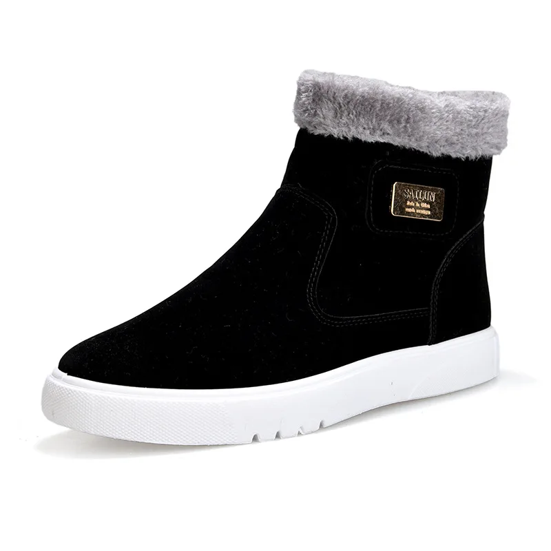 Thick Warm Men Boots Leather Shoes Men Winter Snow Boots High-top Men's Casual Shoes With Fur Plus Size Velvet Ankle Male