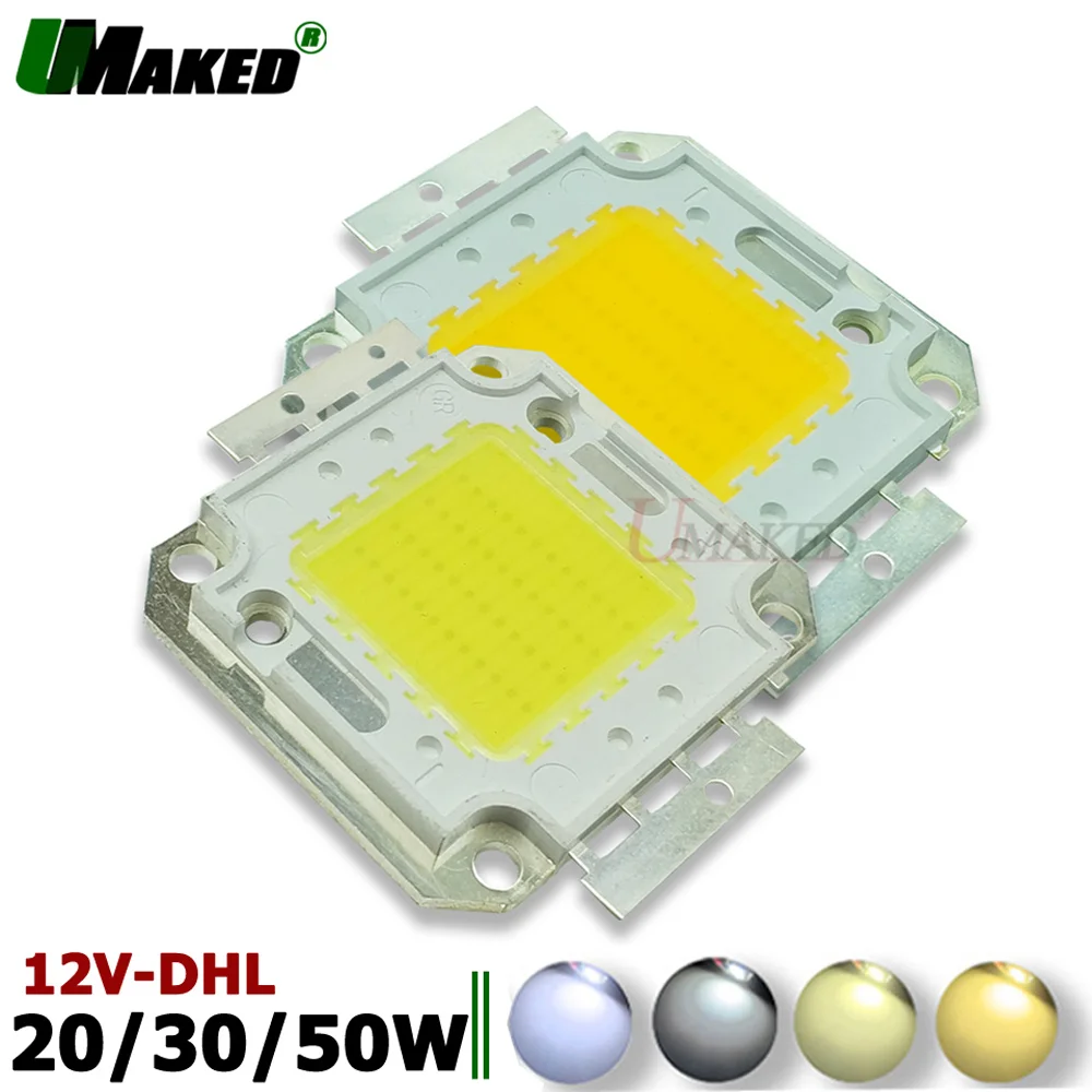 Commercio All'Ingrosso 100Pc Ad Alta Potenza Led Cob Light Smd Chip Dc12V 20W 30W 50W Caldo/Naturale/Bianco/Freddo Led Lampadina Faretto Cob Diodo Da 
