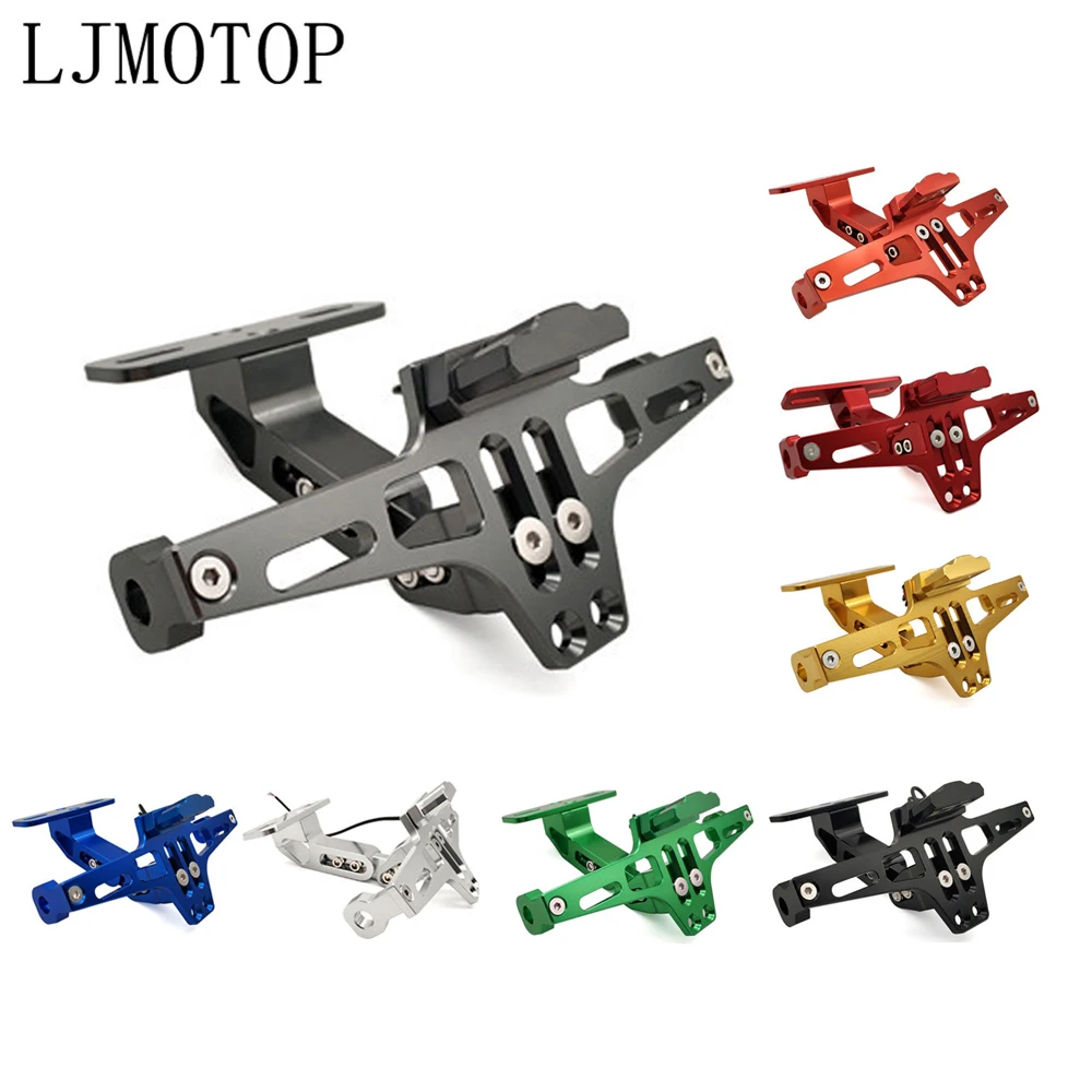 

Motorcycle License Plate Frame Holder Bracket Adjustable Angle + LED Light CNC For Kawasaki Z750S ZR750 ZEPHYR ZX-6 ZX9R ZXR400
