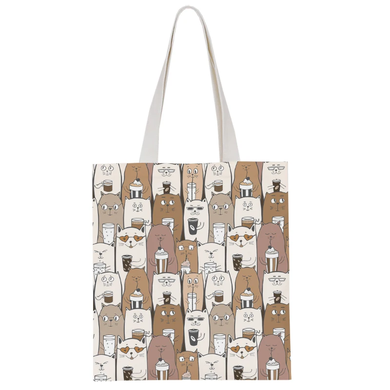 New Fashion Ladies Canvas Shoulder Bag Cute Animal Pink Sweet Girl Handbag Casual Harajuku Light Storage Bag Funny Shopping Bag