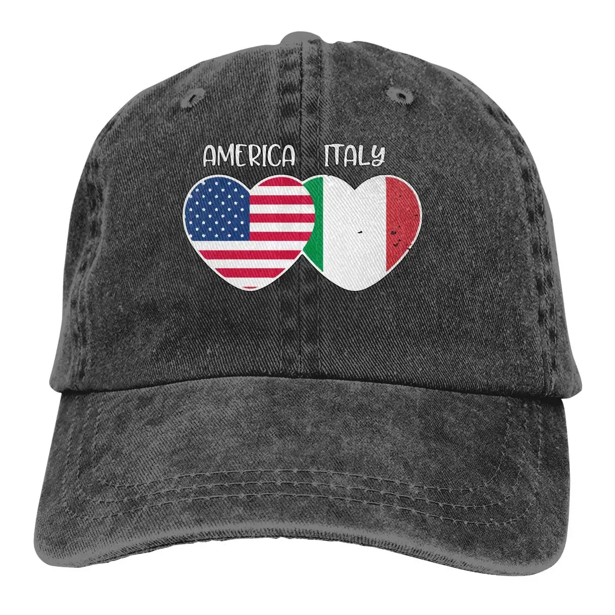 Итальянские сердца американский флаг мужчины женщины регулируемые бейсболки джинсовая ткань папа шляпы