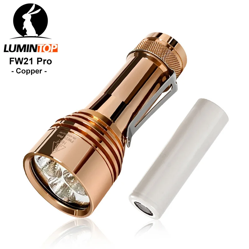 Lumintop FW21 PRO Copper Tactical Flashlight Cree XHP50.2 10000 Lumens Rechargeable Lght by 21700 Battery for Camping