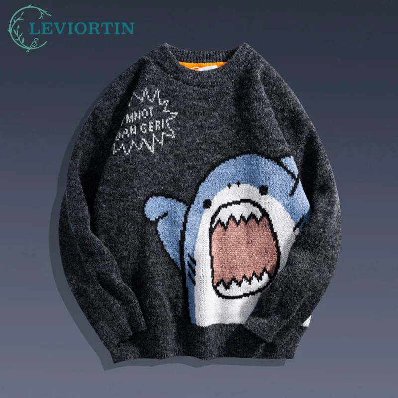 

Hip Hop Knitted Fleece Streetwear Sweater Men Harajuku Vintage Cute Cartoon Women Autumn Winter Cotton Pullover Hipster Unisex