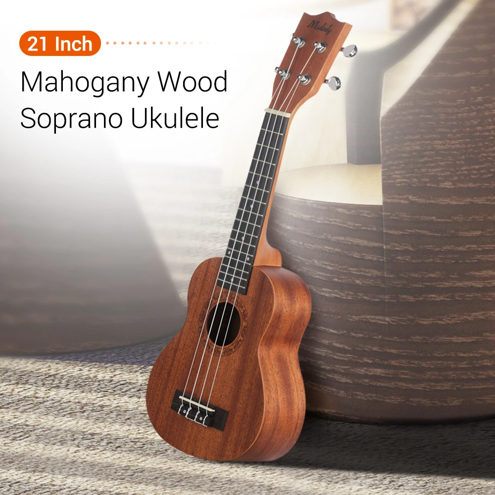 Muslady 21 Inch Ukulele Soprano Ukelele Mahogany Wood Guitar Musical  Instruments Set Kits+Tuner+String+Strap+Bag|Ukulele| - AliExpress