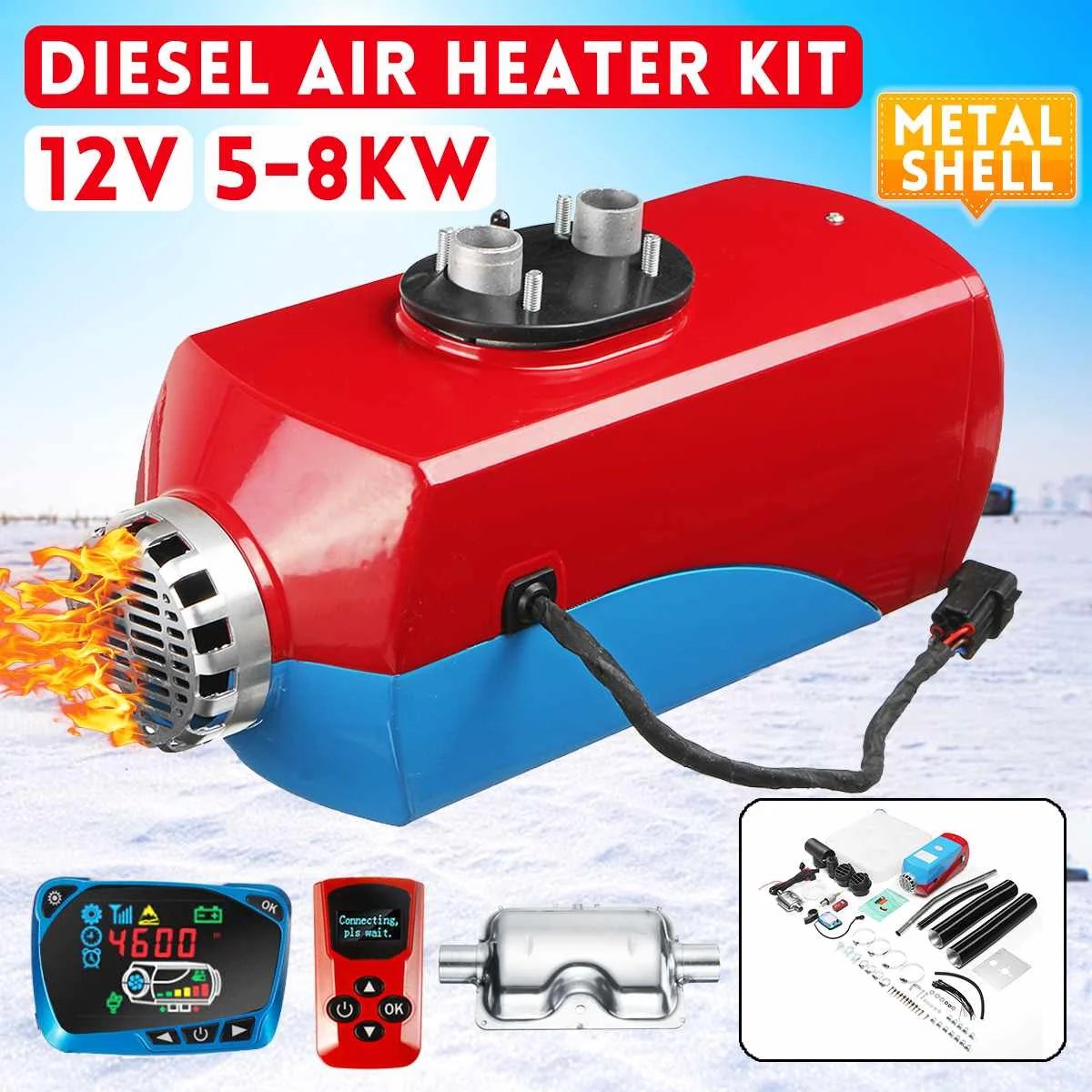 

Car Heater 12V 8KW Diesels Air Fuel LCD Remote Control Monitor Switch+Silencer Double Tube for Trucks Bus Trailer Parking Heater