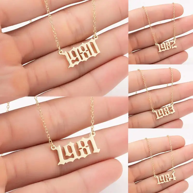 

From 1980 To 2019 For Women Necklace 1PC Personalized Year Number Jewelry Hot Sale Special Date Pendant Necklace 2019 New