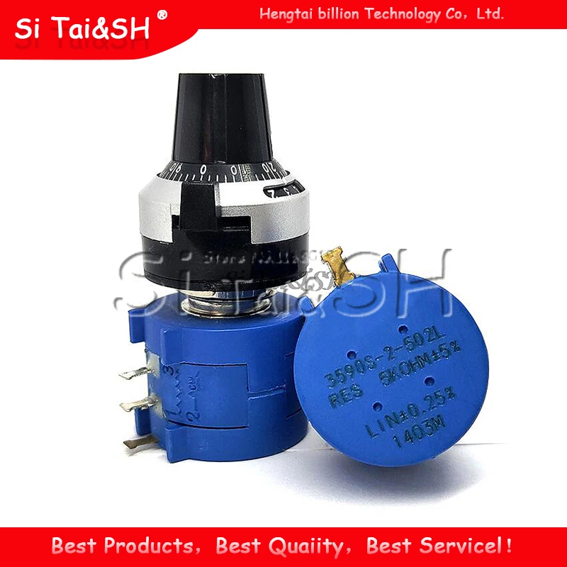 3590S-2 3590S Series Precision Multiturn Potentiometer 10 Ring Adjustable Resistor+1PCS Turns Counting Dial Rotary 6.35mm Knob
