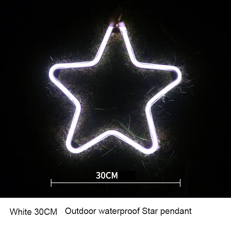 stars 30CM White Рождественский орнамент светодиодная вспышка светильник имитация Снежинка звезда светильник s струна наружное дерево Рождественское украшение подвеска вечерние Декор - Цвет: stars 30CM White