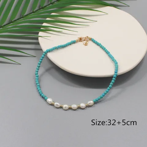 Letter Beads Necklace Women Natural Fresh Water Baroque Irregular Pearl Love Layered Gold Chain Vintage Choker Jewelry