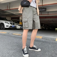 Хлопковые мужские шорты-карго, короткие брюки размера плюс, спортивные штаны, повседневные карго шорты, мужские летние повседневные шорты с карманами