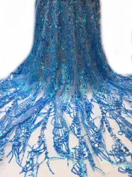 

fashionable tulle embroidery french net lace fabric yaking-10.4710 with beads for party dress