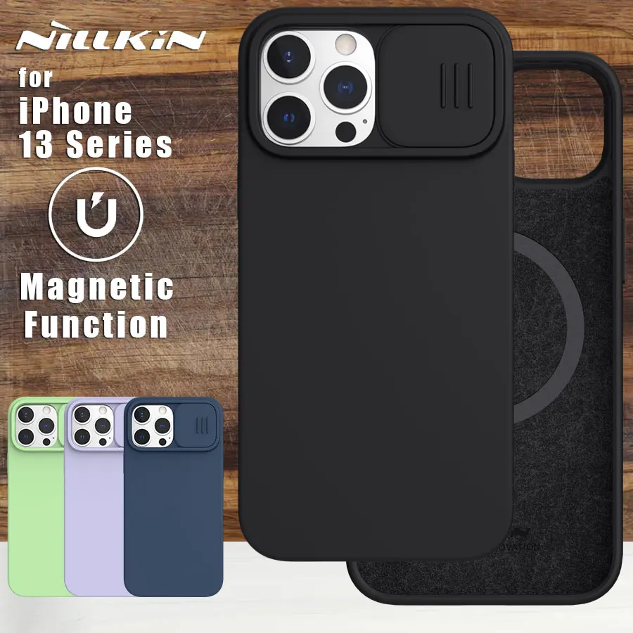 

Чехол Nillkin для Apple iPhone 13 Pro Max, Шелковый Магнитный чехол Magsafe, силиконовая задняя крышка для телефона из поликарбоната, чехлы для iPhone 13 Pro