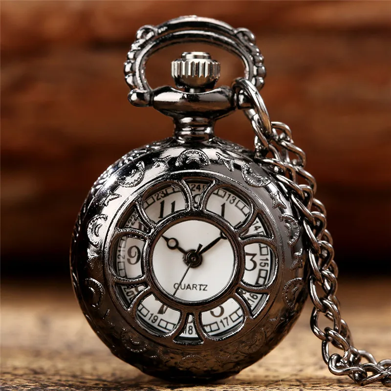 Steampunk – Montre De Poche À Quartz Pour Hommes Et Femmes, Design De Fleurs Ajourées, Collier Chaîne, Petite Taille, Unisexe, Horloge De Collection, 