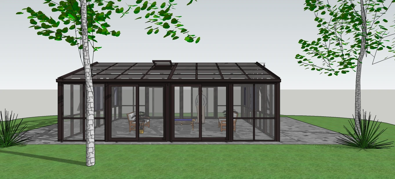 Aluminum Frame Laminated Glass House Free Standing Sun Rooms Balcony Sunroom Kit