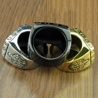 Punk 316L Stainless Steel Silver color Black FTW Middle Finger Mechanical Screw Motor Cycle Letter Biker Ring Sports Rider Ring 2