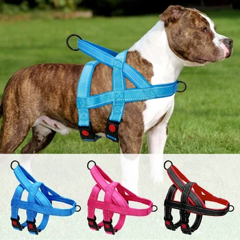 

Soft Reflective Dog Harness Vest Durable Nylon Pet Vest Harness Puppy Harness For Small Medium Large Dog Pitbull Blue Rose Black
