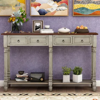 

Console Table Sofa Table with Storage Console Tables for Entryway with Drawers and Shelf Rectangular Living Room Table