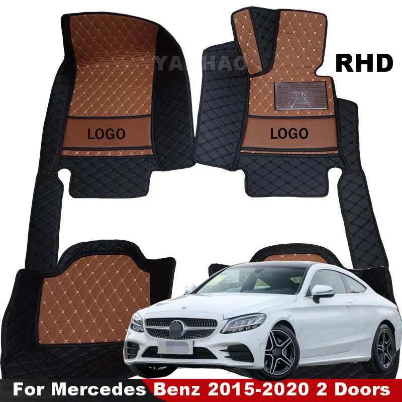 

RHD Car Floor Mats For Mercedes Benz C Class C W205 2015-2020 Coupe 2 Doors C Series Accessories Foot Pads Waterproof Carpet