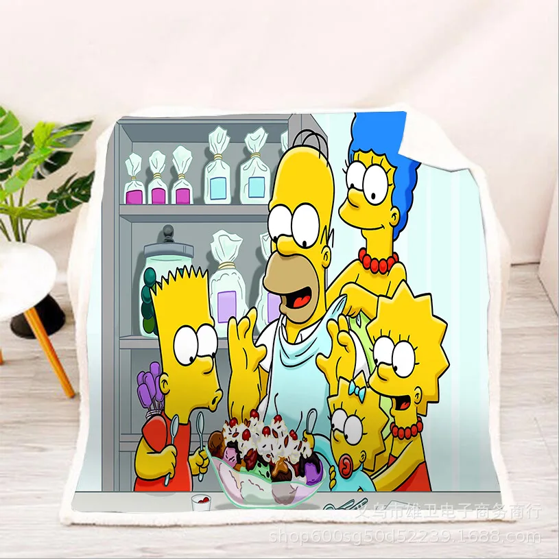 

Simpson Kids Anime 3D Blanket Fleece Cartoon Art Print Children Warm Bed Throw Blanket newborn bayby Blanket
