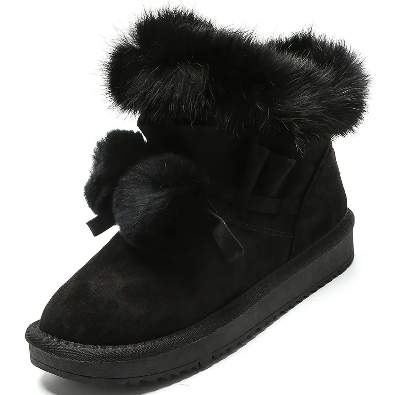 Whoholl Quality Woman Boots Round Toe Yarn Elastic Ankle Boots Thick Heel Flat Heels Shoes Woman Female Socks Boots Winter - Цвет: BLACK1