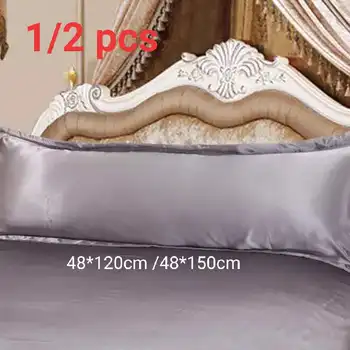 

1/2PCS Emulation Silk Satin Long Pillowcase Single Solid Color Pillow Covers Luxury Pillow Case for Bed Throw 48*120cm/48*150cm
