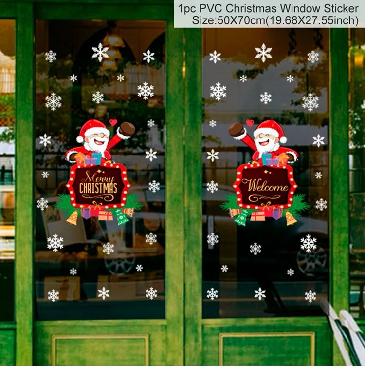 Рождественские наклейки на окна, ПВХ, Рождественское украшение для дома Noel Natal Navidad, Рождественский Декор,, подарок на год - Цвет: Window sticker 13