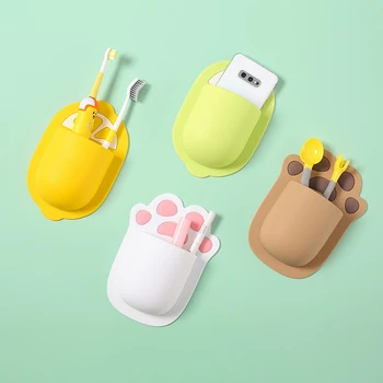 

4 Kinds Toothbrush Holder Bathroom Razor Storage Rack Waterproof Toothpaste Storage Box Wall-mounted Silicone Toothbrush Holder