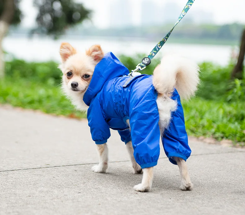Хот-дог дождевая Одежда дышащая ткань шляпа для животных комбинезон подходит для маленьких средних собак водонепроницаемый ветрозащитный дождевик