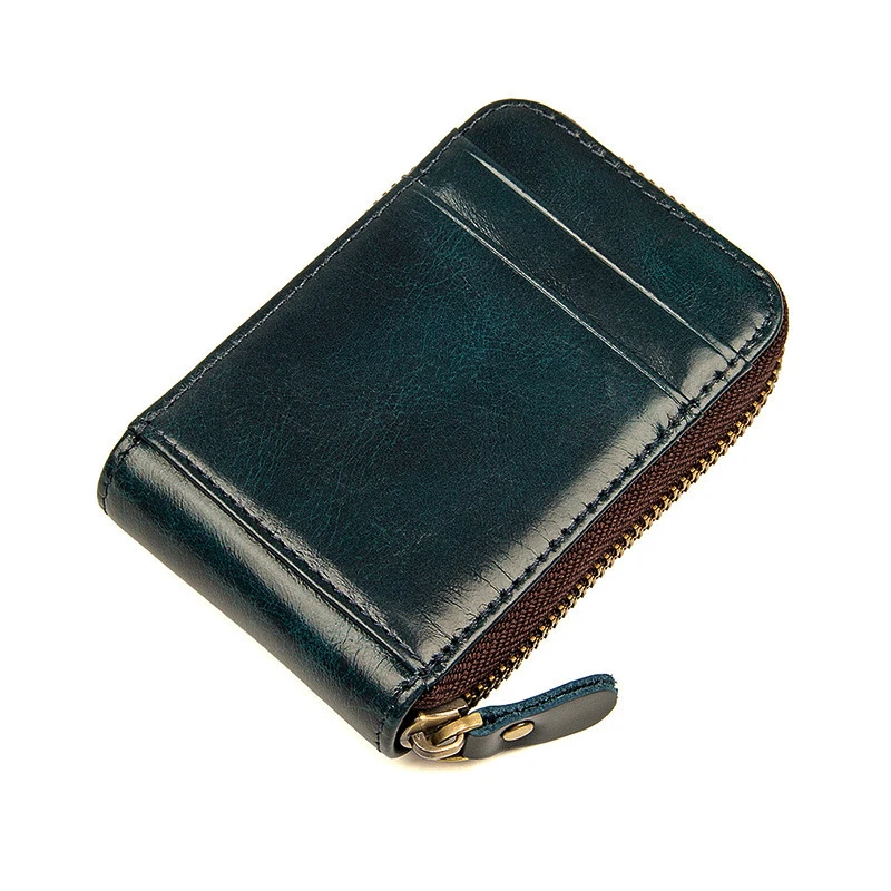 MAHEU Genuine Leather Card Purse Men Women ID Credit Card Zipper Mini Coin Purse with Multi Card Slots Hot Selling Designs