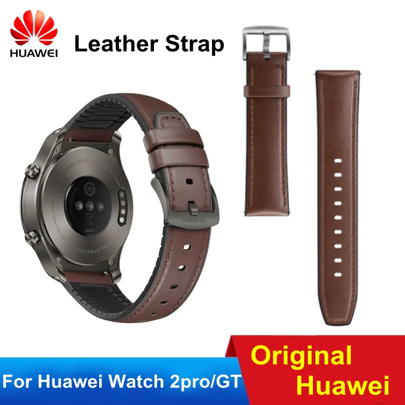 22mm Replacement Brown Leather and Silicon Strap for Huawei Watch 2pro