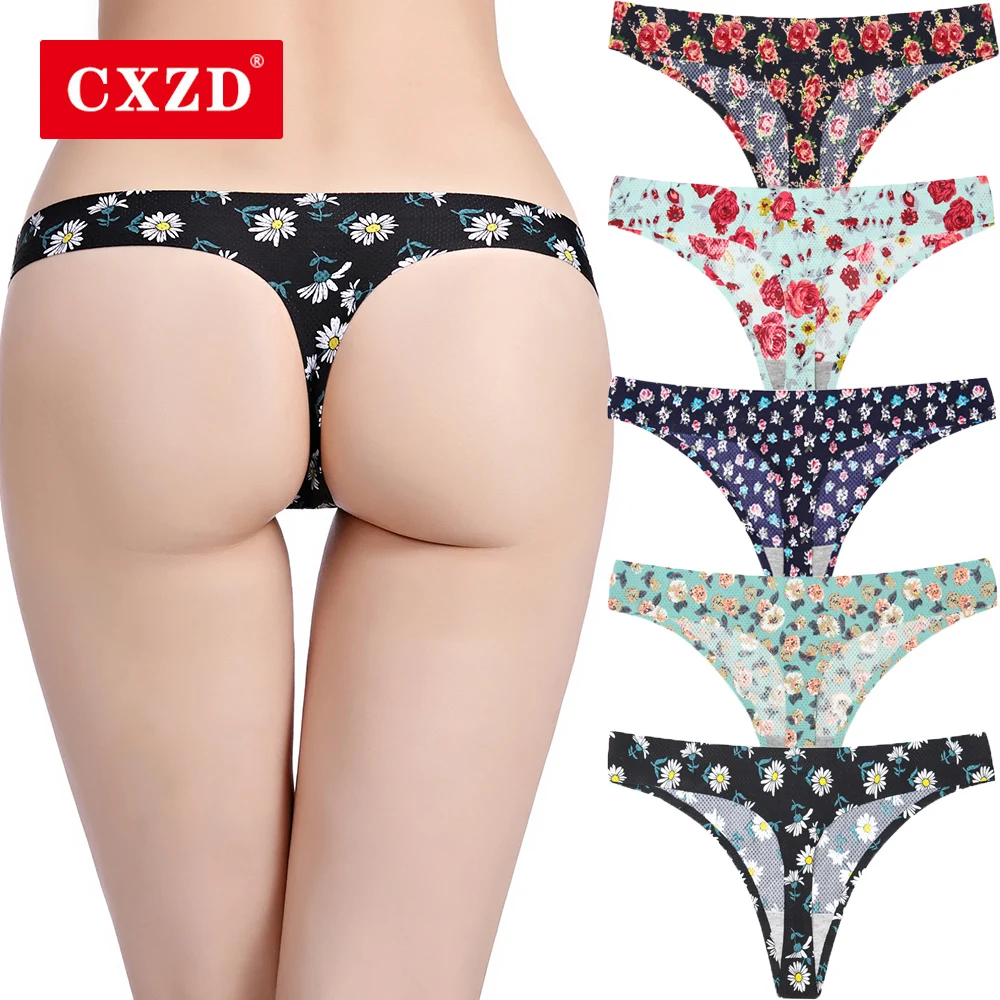Женские сетчатые трусики CXZD бесшовные стринги с цветочным принтом дышащее