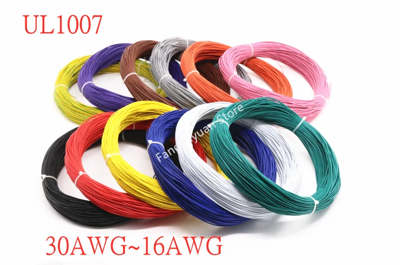 

5M/10M UL1007Electronic Wire Copper Cable 30AWG 28AWG 26AWG 24AWG 22AWG 20AWG 18AWG 16AWG PVC Insulated LED Lamp Lighting Cable