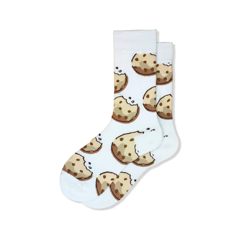 

Funny of Socks Crew Standard Sweet Girl'S Socks Cookie Cookie Cartoon Cute HAPPY Socks Cotton White Men's's Warm Gift socks