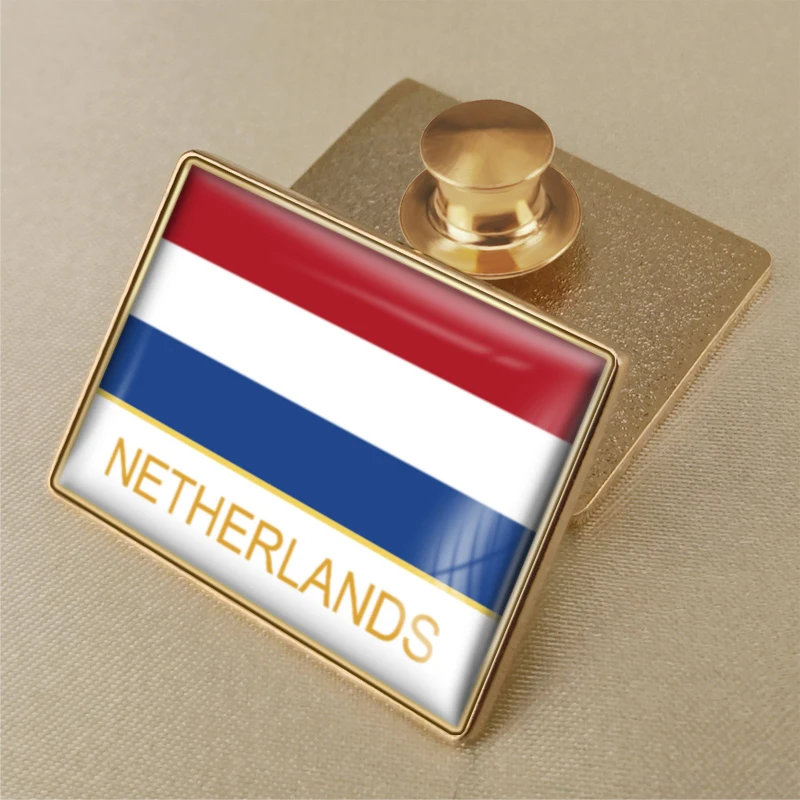 Pin Button Badge Ø38mm Drapeau Flag Echarpe Europe Pays-Bas Netherlands NL