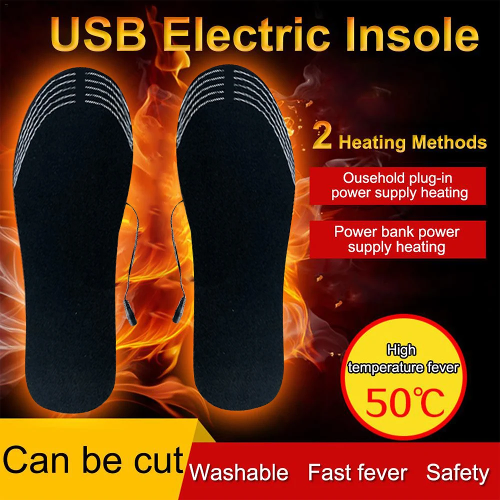 

USB Heated Insole Foot Warming Pad Feet Warmer Sock Pad Mat Heating Shoe Insoles Electric Winter Outdoor Sports Winter Warm Hot