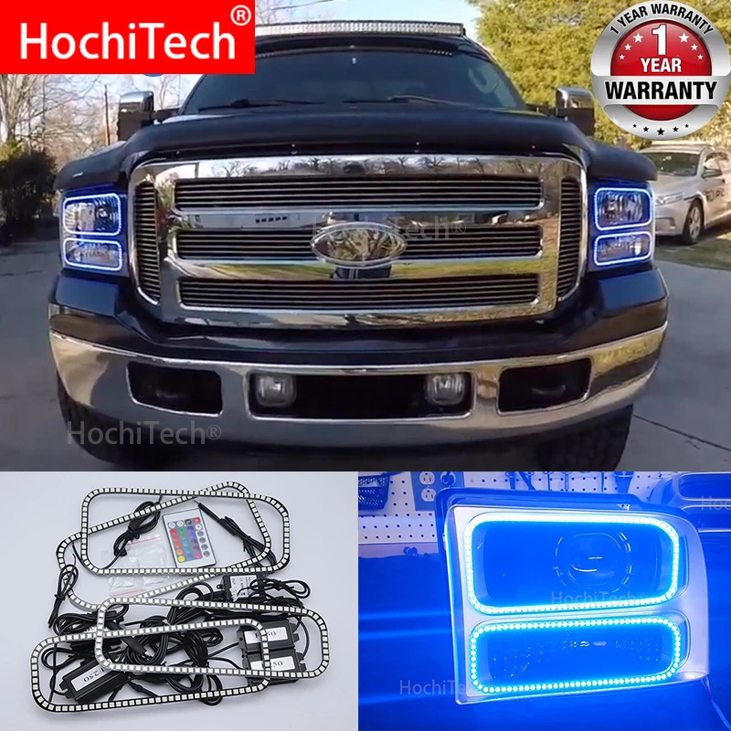 Для Ford F-250 F250 2005 2006 2007 с несколькими цветами RGB Цвет светодиодный Ангельские глазки набор ортопедических колец