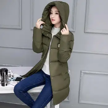 

Long Parkas Female Women Winter Coat Thick Warm Cotton Hooded Basic Jacket Womens Winter Outerwear chaqueta mujer