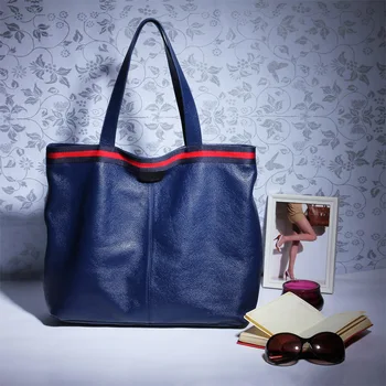 

2020 new ladies shoulder bag first layer cowhide simple large capacity portable leather female bag big bag women handbags