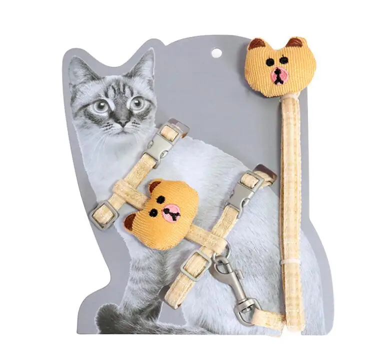 yellow Шлейка с поводком для кошек, маленьких собак, щенков, упряжь для прогулок на открытом воздухе, Регулируемая Веревка для небольших домашних животных, собак, кошек, Нагрудных ремней - Цвет: yellow