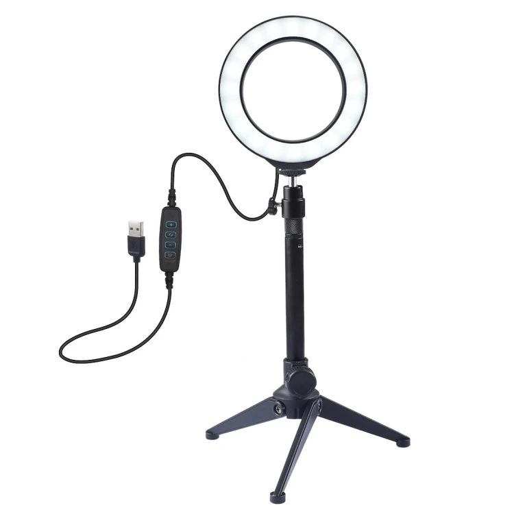 

PULUZ 11.6cm USB 3 Modes Dimmable LED Video Lights + Desktop Tripod Holder with Cold Shoe Tripod Ball Head