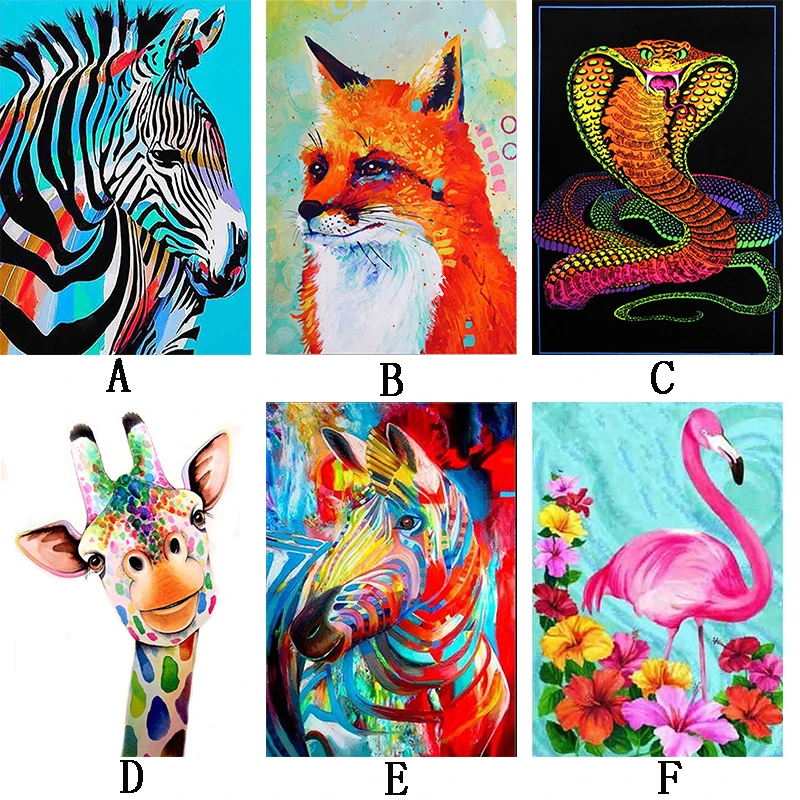 

6PC Animals Cartoon 5D DIY Diamond Painting Full Square Drill Mosaic Cross Stitch Handmade Embroidery Home Decor Gift