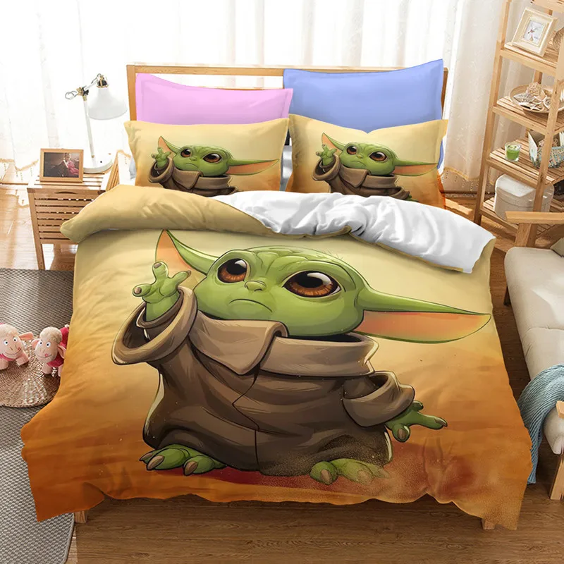 Baby Yoda Cute Disney Bedding Set For Kids The Mandalorian Master Yoda