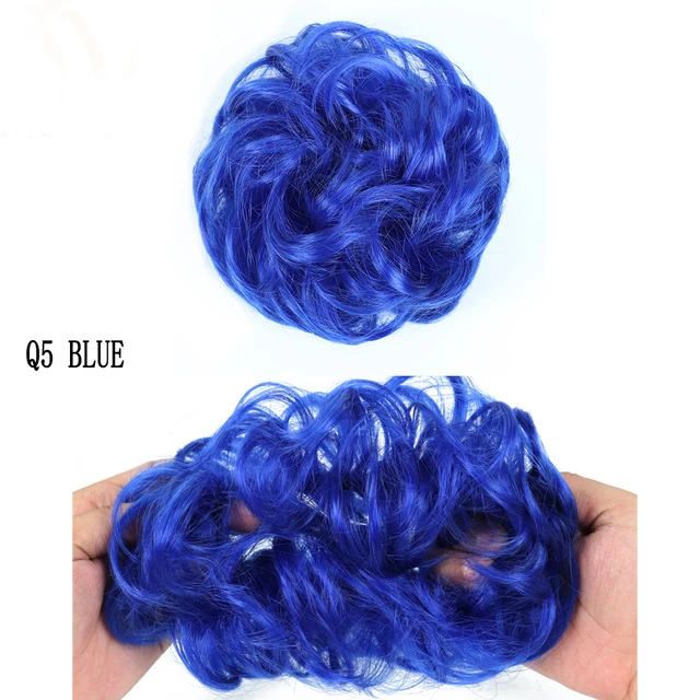 MERISIHAIRHair Extensions Wavy Curly Messy Hair Bun Extensions Donut Hair Chignons Hair Piece Wig Hairpiece headwear rings ring Blue