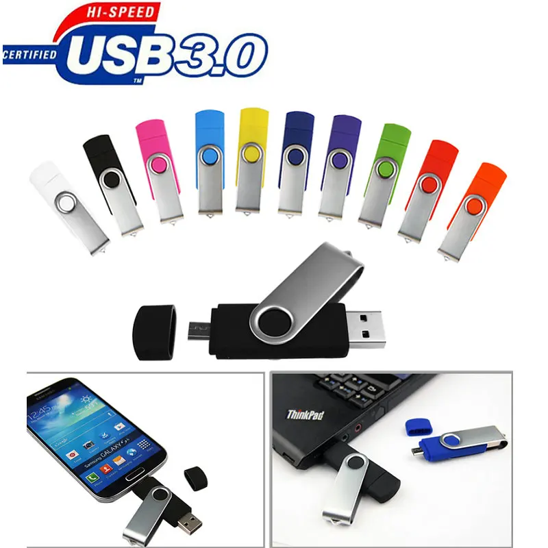 Двойной разъем флеш-накопитель для Android/ПК, карта памяти микро OTG USB флэш-накопитель 3,0 8 Гб оперативной памяти, 16 Гб встроенной памяти, 32 ГБ, 64 ГБ, сыпучих дары более 10 шт. логотип