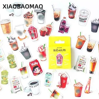 

45Pcs/Box Kawaii Drink Coke Coffee Stationery Stickers Cute Animal Stickers Paper Adhesive Sticker For Kids DIY Scrapbooking Dia