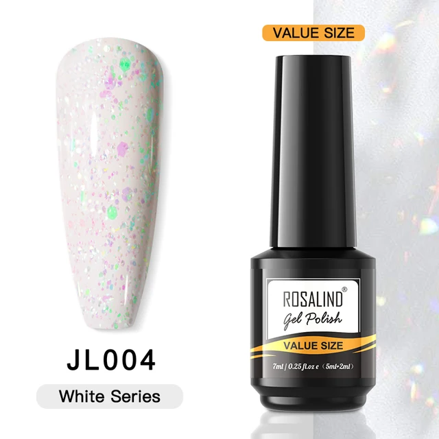 ROSALIND 7ml Gel Polish Semi Permanent Nails Gel Polish Soak Off UV LED Base Top Coat Vernis Nail Art Glitter Gel Varnish RAI-JL004